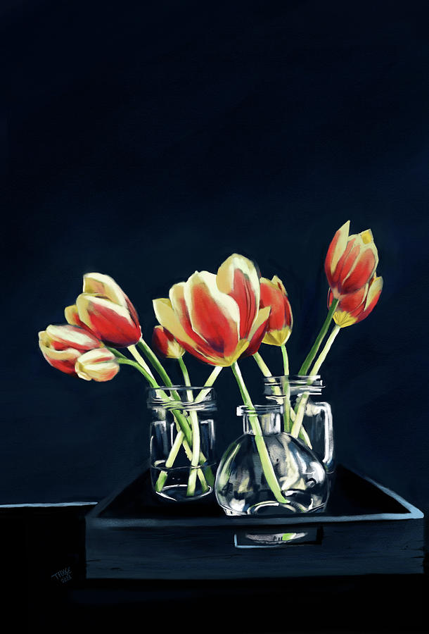 Tulips In Jars Painting