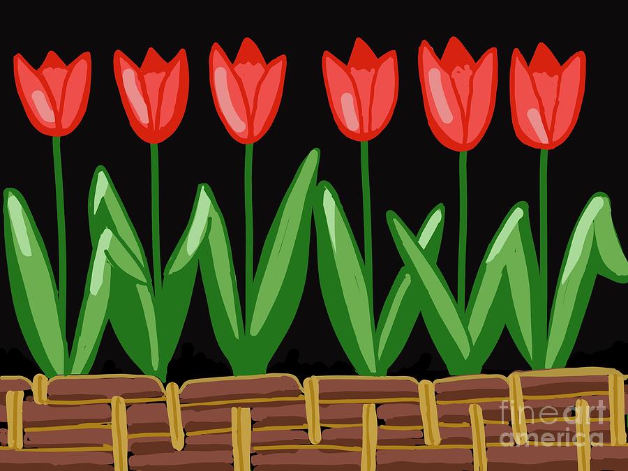 Tulips in Planter Digital Art by Monika Shepherdson