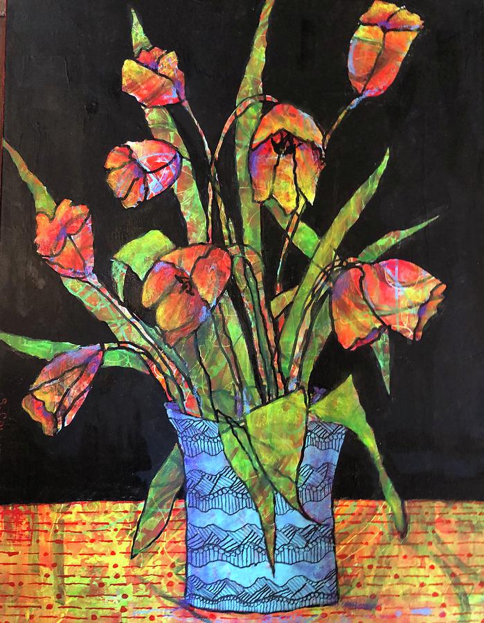 Tulips in Red Painting by Sandy Collier