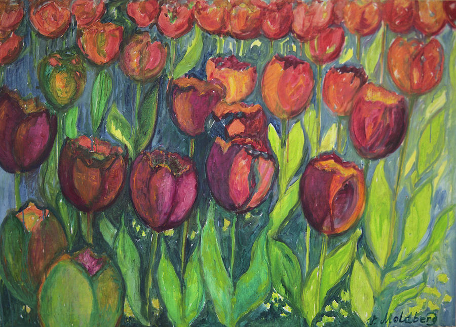 Tulips Painting - Tulips in Sunlight by Vibeke Moldberg Tulips Painting - Tulips in Sunlight by Vibeke Moldberg