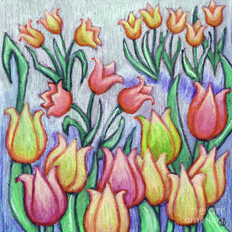 Tulips In The Mist. Wildflora Painting by Amy E Fraser