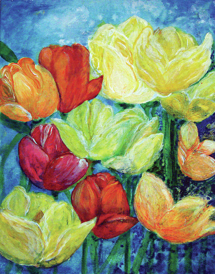 Tulips In The Night Painting by Ashleigh Dyan Bayer