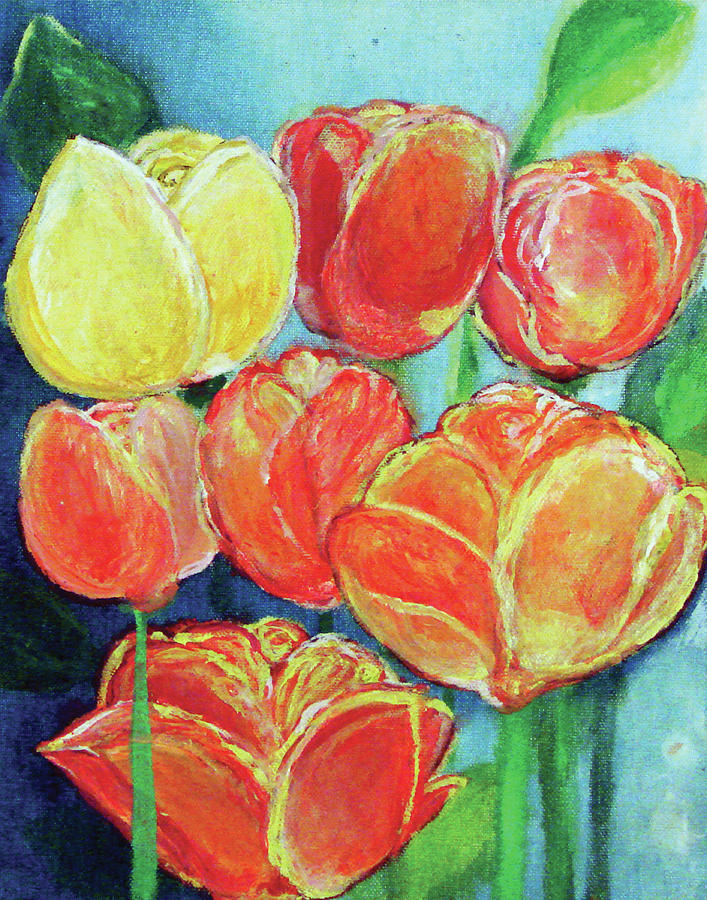 Tulips In The Sunshine Painting by Ashleigh Dyan Bayer
