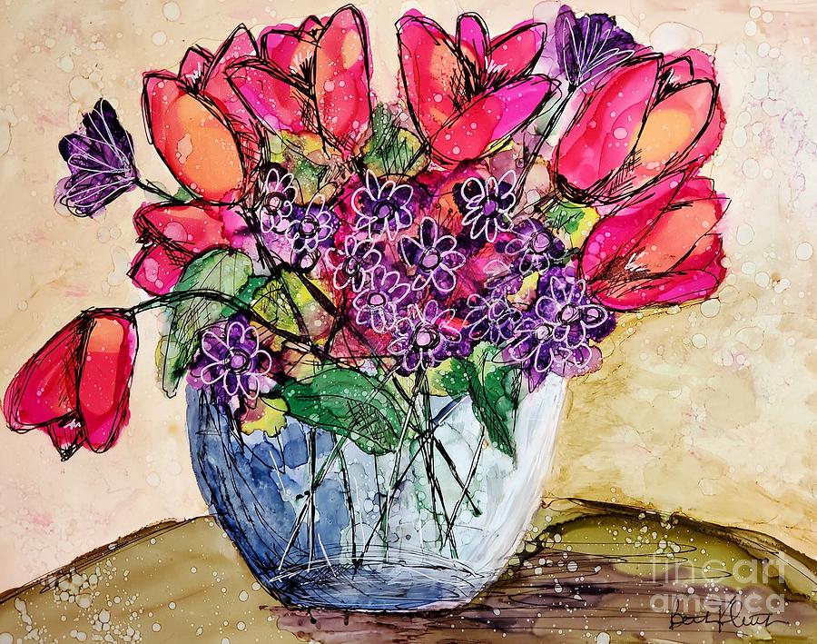 Tulips in Vase Painting by Beth Kluth