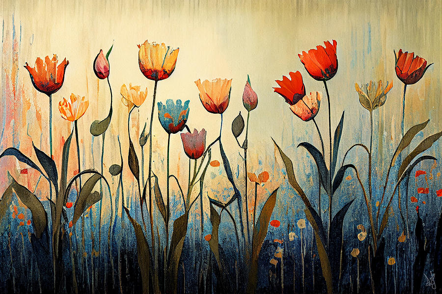 Tulips in the Garden Digital Art by Jackson Parrish