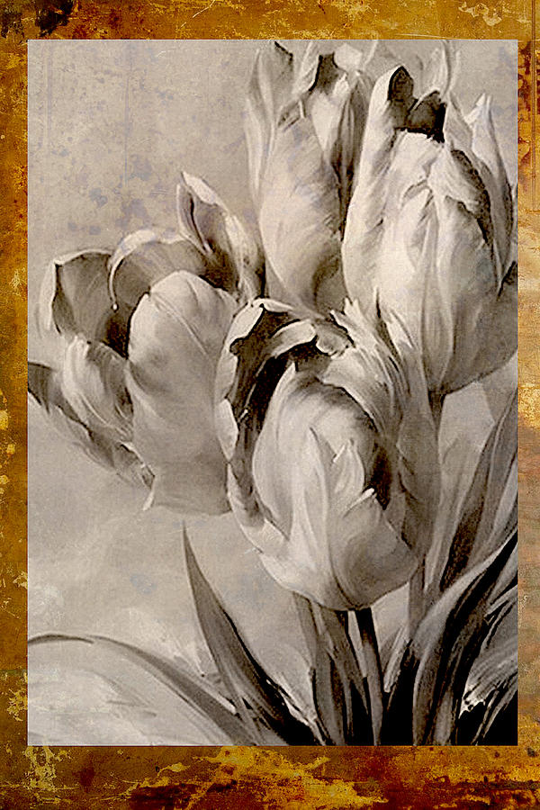 Tulips on Grunge Digital Art by Steven Parker