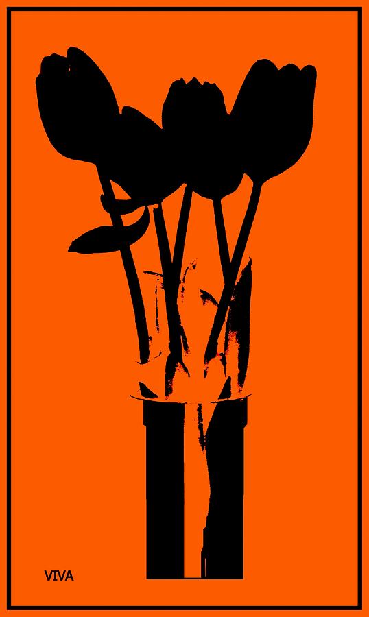 Tulips Silhouette on Orange Photograph by VIVA Anderson