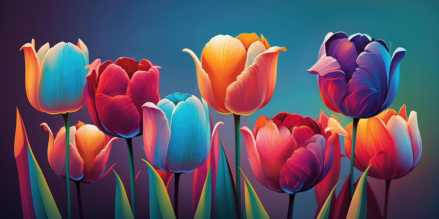 Tulips Spectrum Digital Art by Marc Orphanos