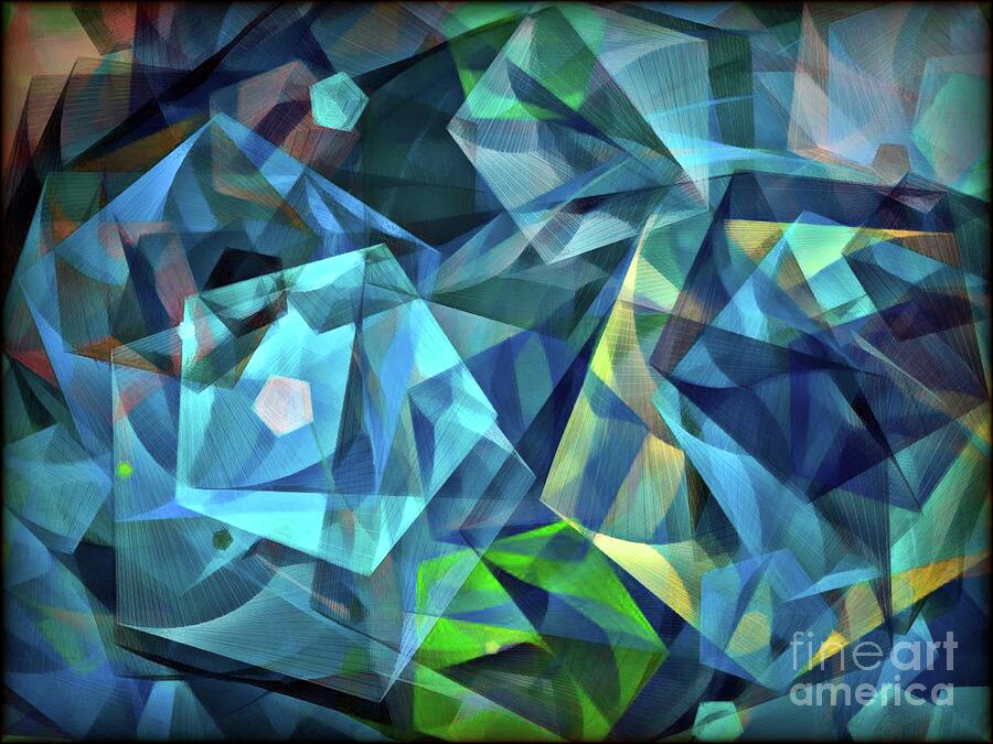 Abstract Digital Art - Tulips Sphere Blue Abstract by Dee Flouton