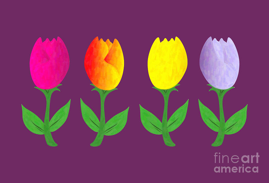 Tulips, Tulips Gifts, Tulip Flower, Tulip Merchandise, Floral Gifts,  Digital Art by David Millenheft