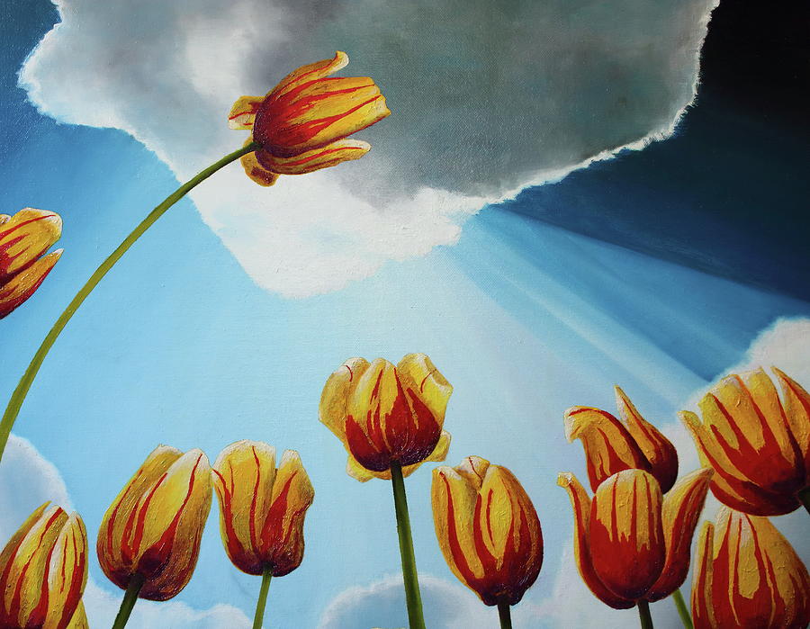 Tulips under the sun Painting by Russell Hinckley