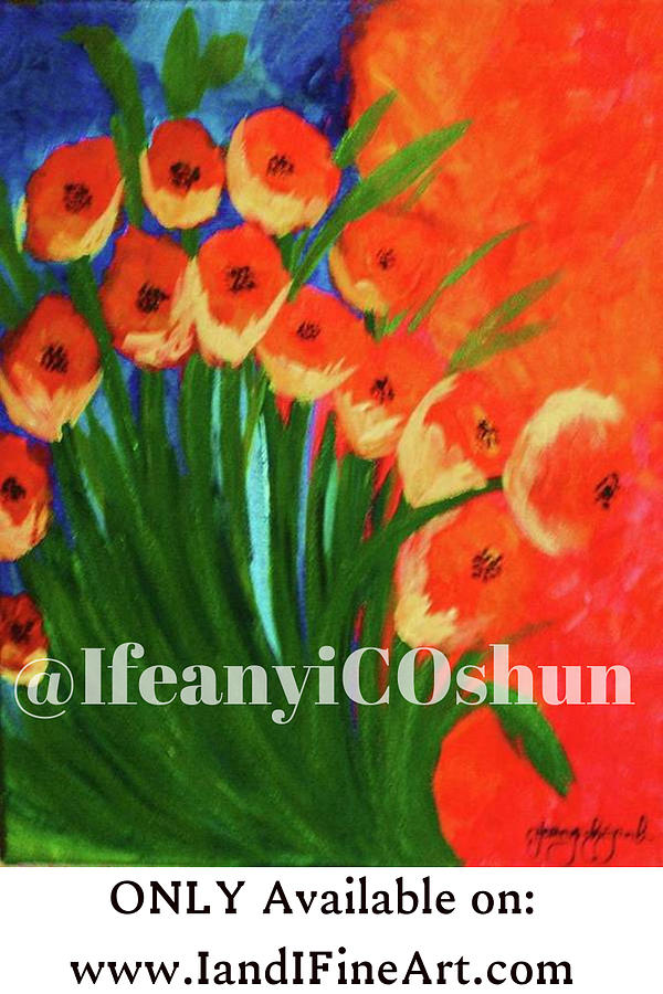 Flower Painting - Tulopies and Populips by Ifeanyi C Oshun