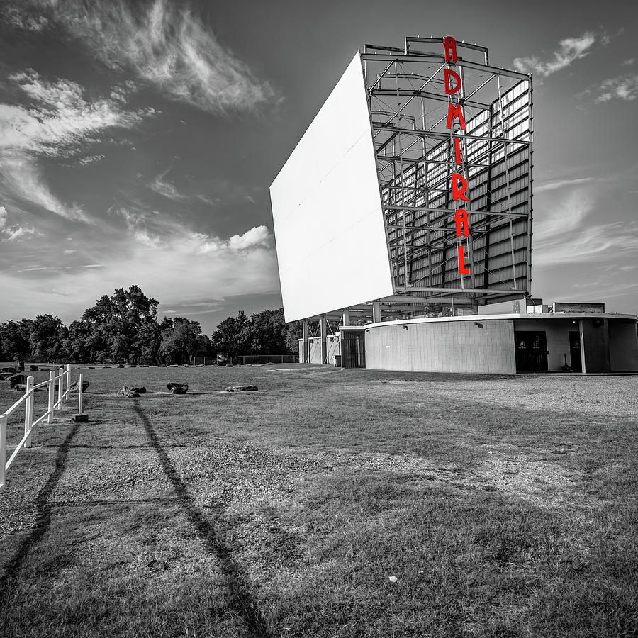 Tulsa Admiral Twin Drive-In - Selective Color 1x1 Photograph by Gregory Ballos