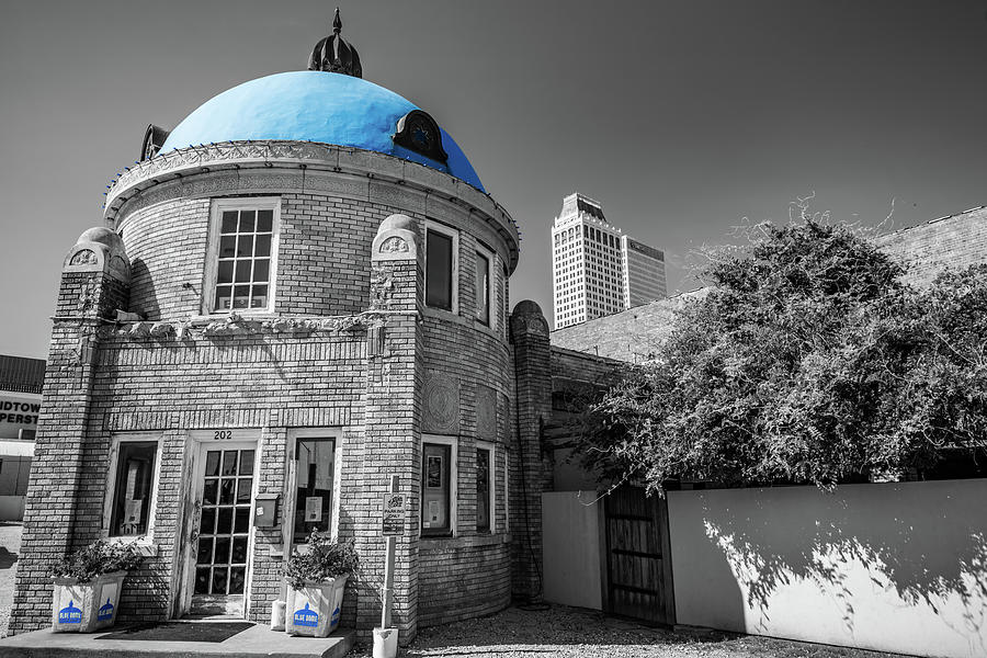 Tulsa Skyline Photograph - Tulsa Blue Dome District - Selective Coloring by Gregory Ballos