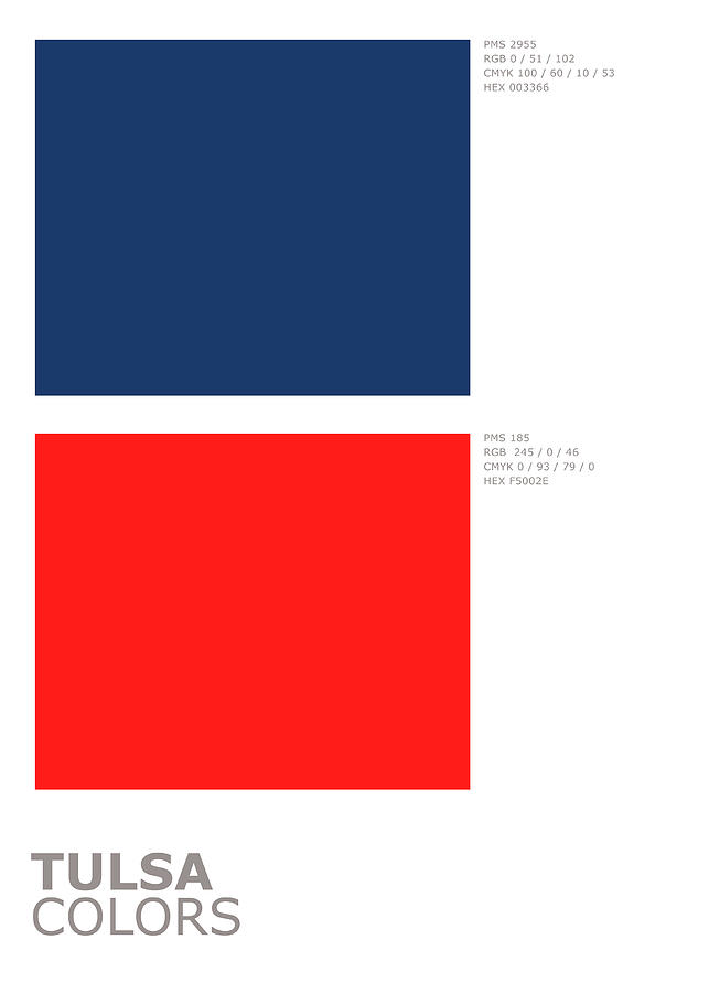 Tulsa College Sports Team Official Colors Palette Minimalist Mixed ...