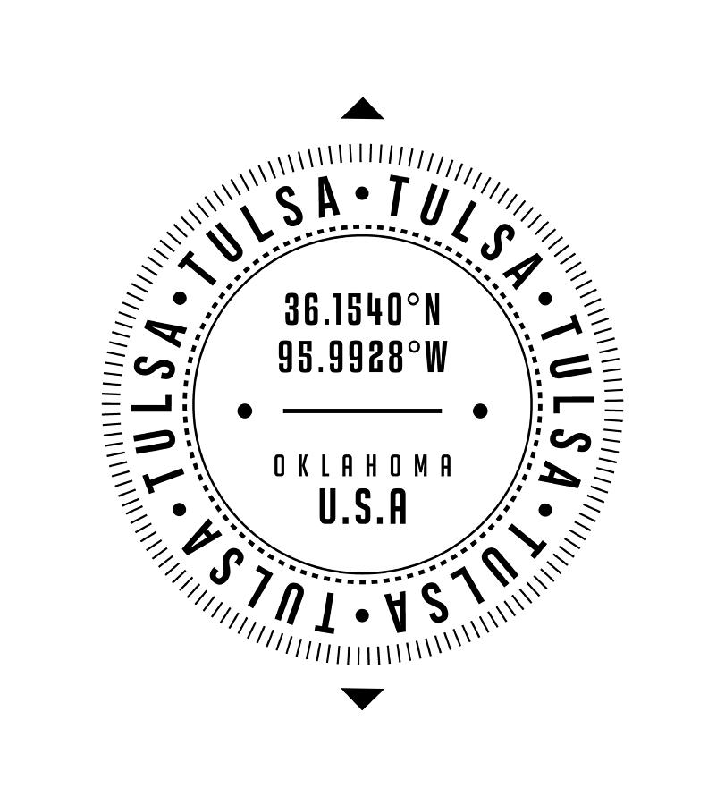 Tulsa, Oklahoma, Usa - 1 - City Coordinates Typography Print - Classic, Minimal Digital Art