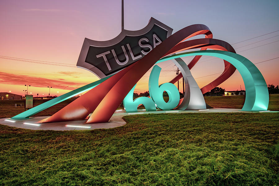 Tulsa Rt 66 Rising Out Of Mingo Rd Circle - Oklahoma Sunrise Photograph