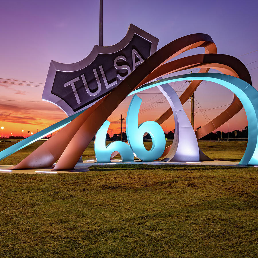 Tulsas Route 66 Rising at Dawn 1x1 Photograph by Gregory Ballos