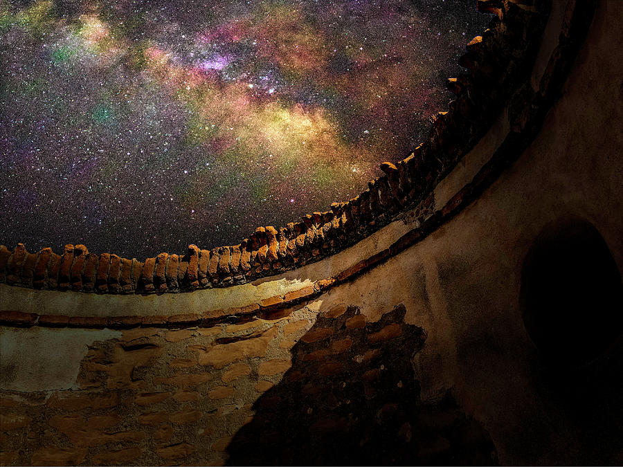 Tumacacori Mission Wall with Milky Way Photograph by Sandy Ostroff