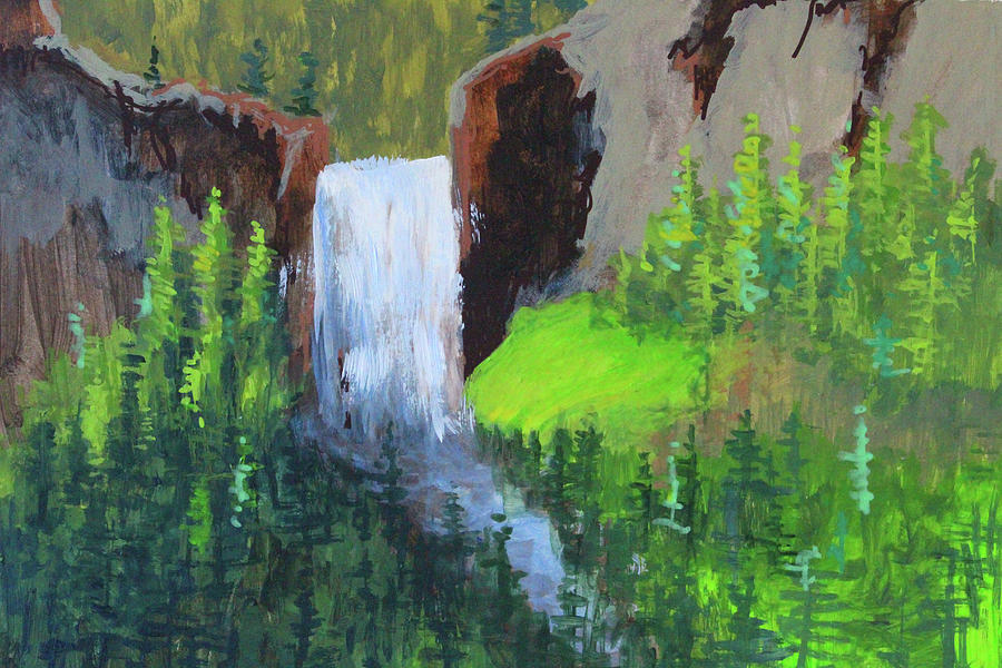 Tumalo Falls Painting Painting by Nancy Merkle
