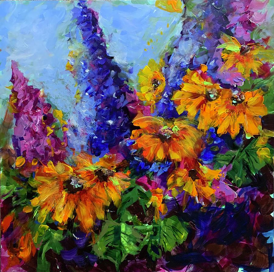 Tumbling Daisies Painting by Bonny Butler