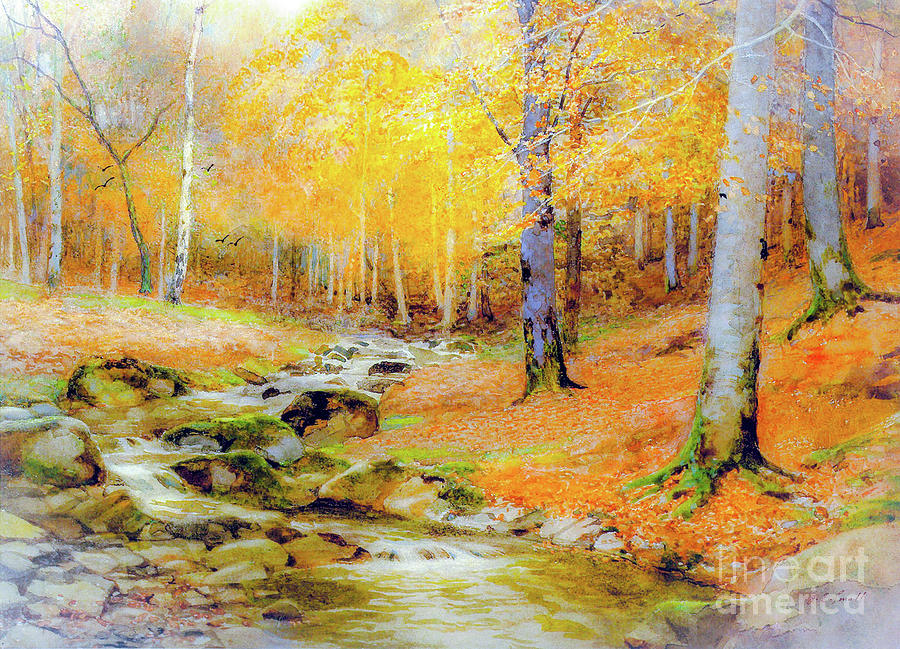 Tumbling Streams of Autumn Fire Painting by Jane Small