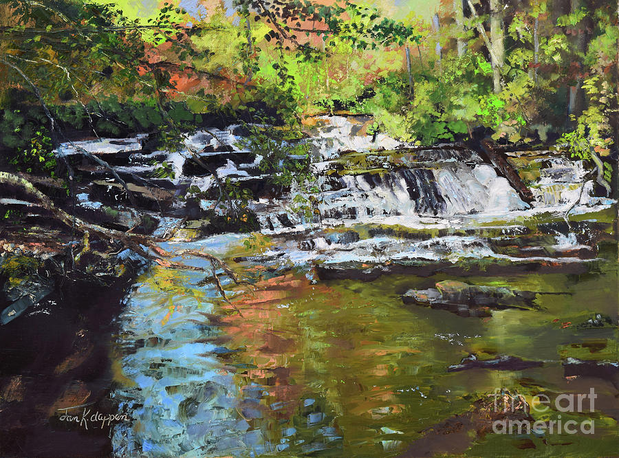 Waterfall Painting - Tumbling Waters - Carters Lake - North GA by Jan Dappen
