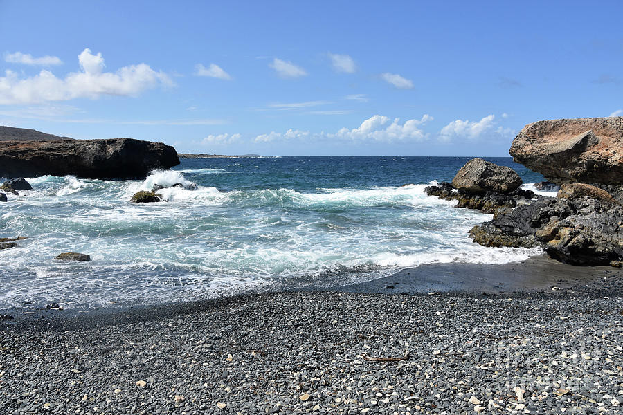 Tumultuous Waters Along the Black Stone Beach in Aruba Photograph by ...