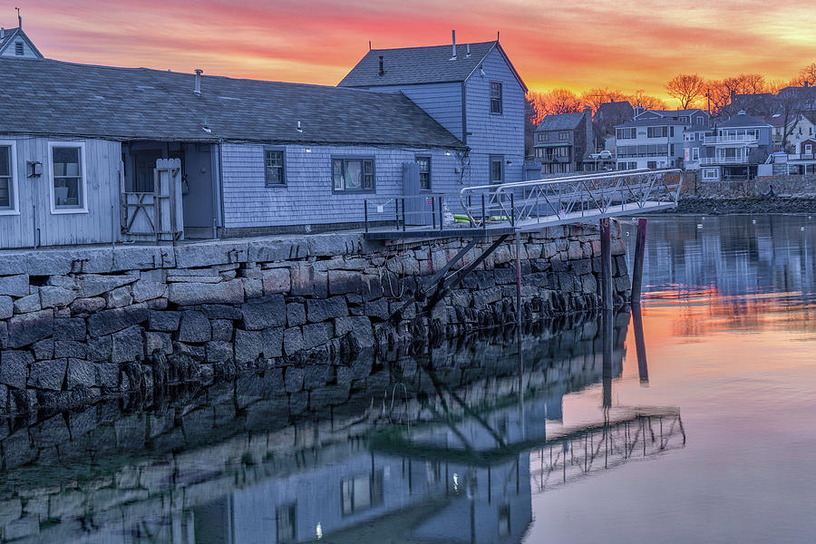 Tuna Wharf Rockport Harbor Sunrise Reflection Photograph by Juergen Roth