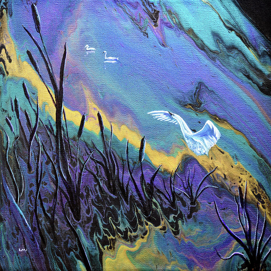Tundra Swan Lake Painting by Laura Iverson