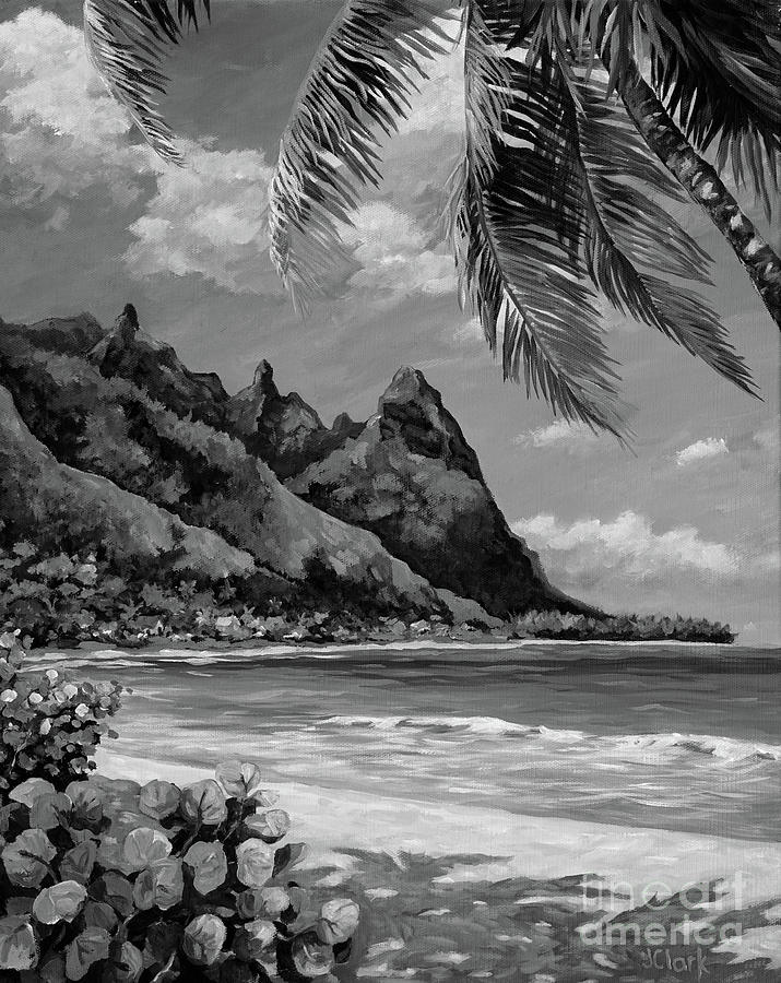 Tunnels Beach In Grayscale Painting