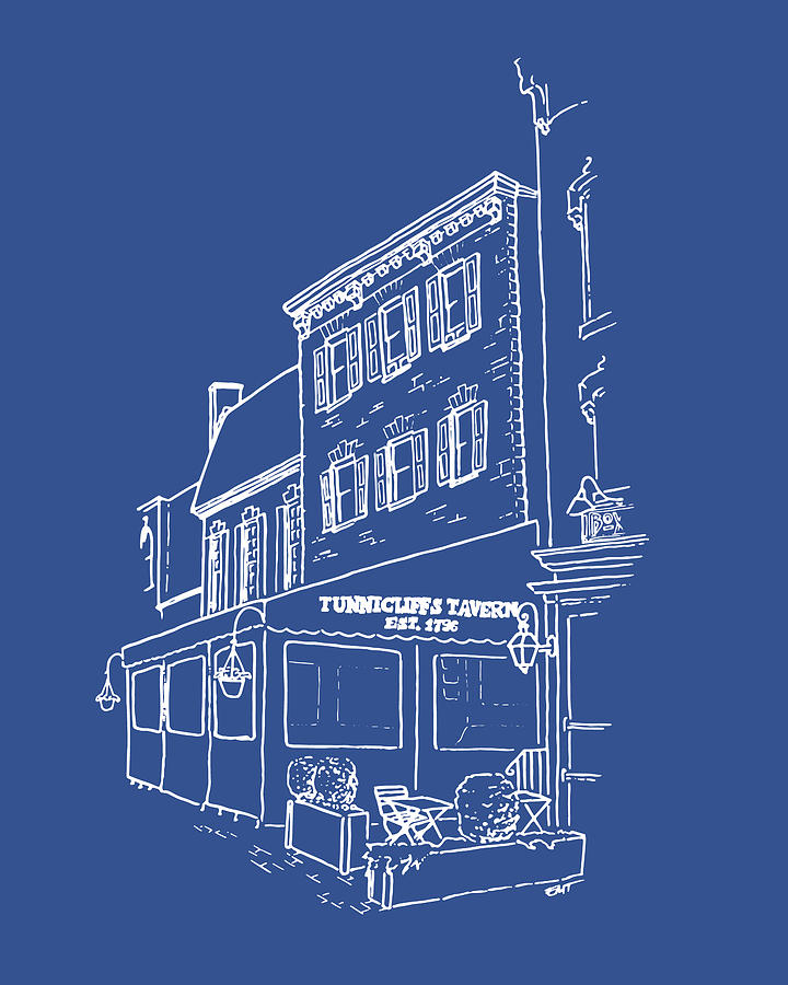 Tunnicliffs Tavern on Blue Drawing by Erin Thompson Studio - Pixels