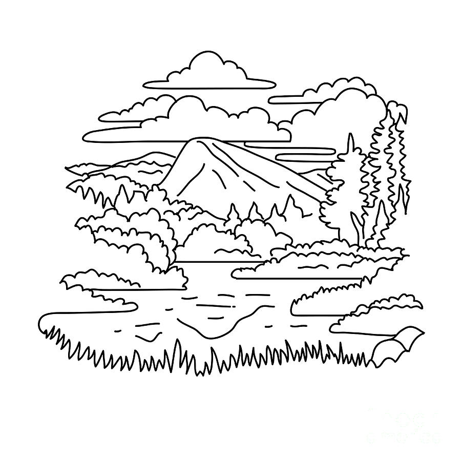 Tuolumne Meadows in Yosemite National Park California Monoline Line Art ...