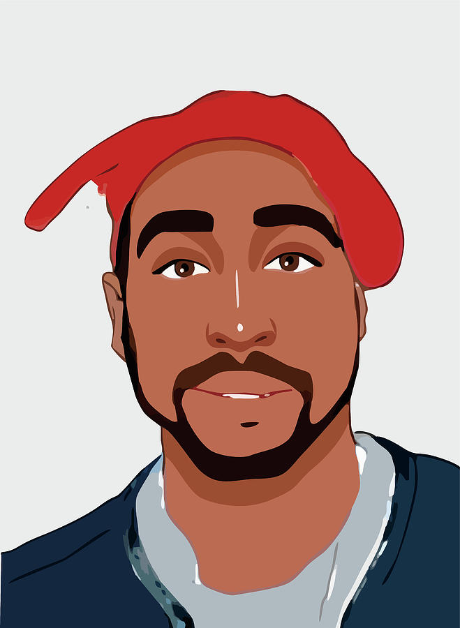 Tupac Shakur Digital Art - Tupac Shakur Cartoon Portrait 2 by Ahmad Nusyirwan