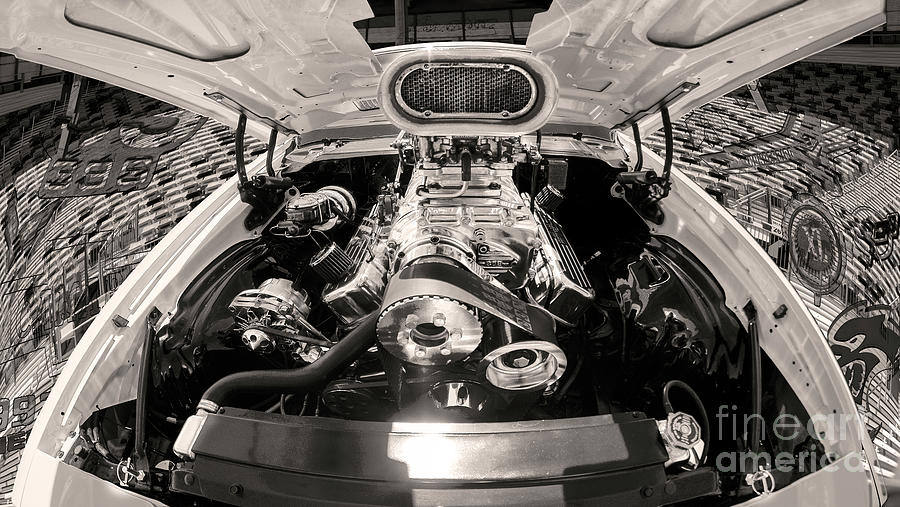 Turbocharged Engine - Black And White Digital Art by Anthony Ellis