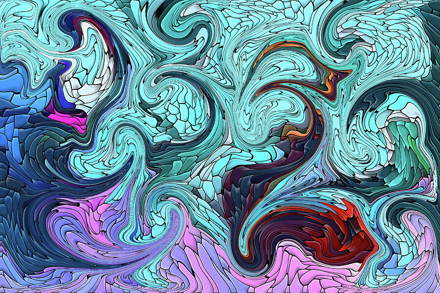 Turbulence-Colorful Abstract Mosaic  Digital Art by Shelli Fitzpatrick