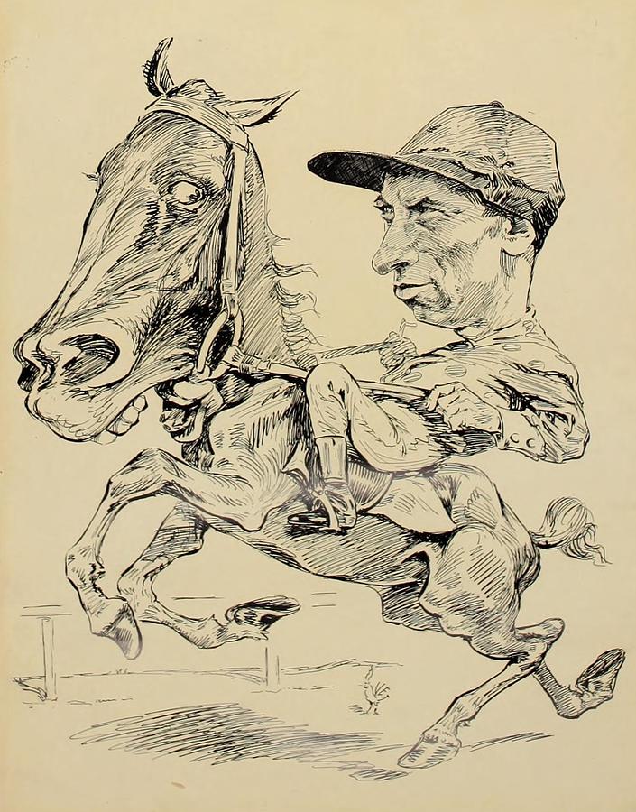 Illustration Drawing - Turf in Caricature 1900 - Bullman by Jesse Anderson