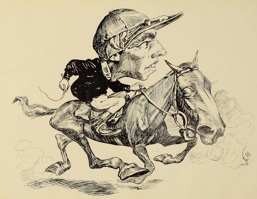 Illustration Drawing - Turf in Caricature 1900 - Burns by Jesse Anderson