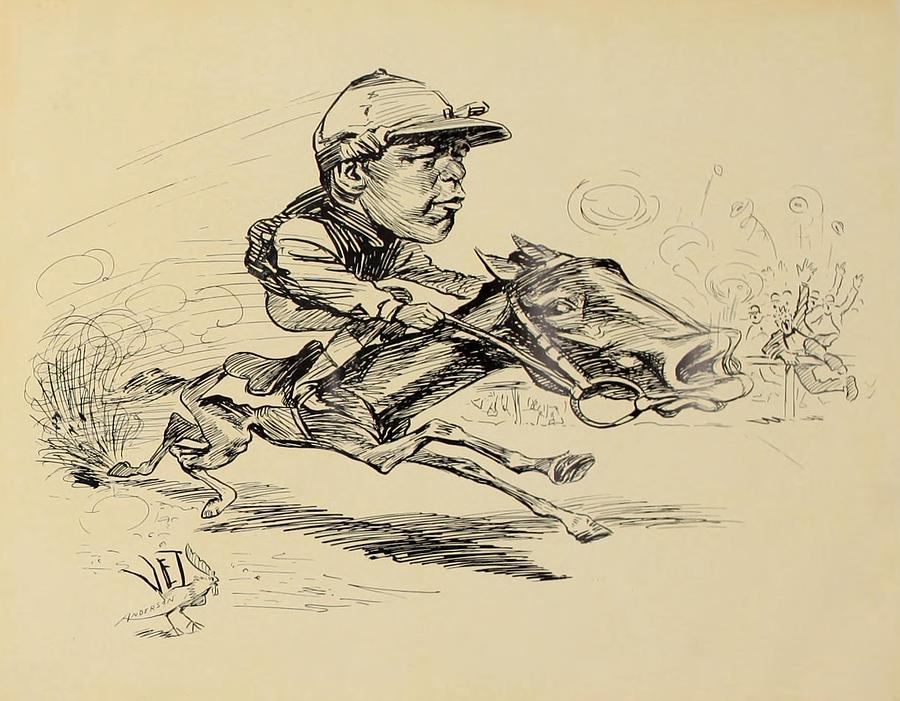 Illustration Drawing - Turf in Caricature 1900 - Crimmins by Jesse Anderson