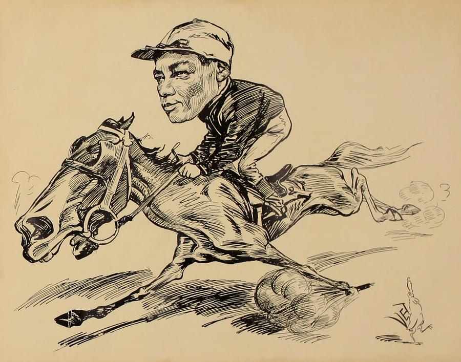 Illustration Drawing - Turf in Caricature 1900 - Davis by Jesse Anderson