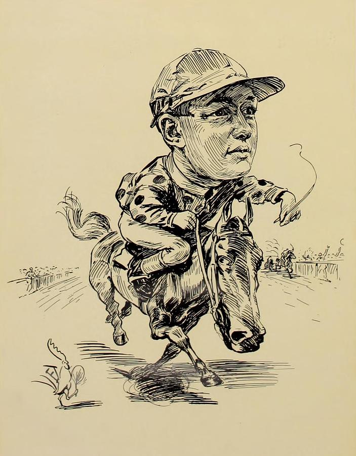 Illustration Drawing - Turf in Caricature 1900 - Haack by Jesse Anderson
