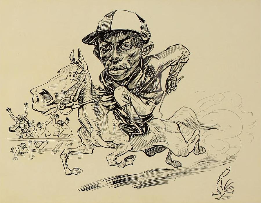 Illustration Drawing - Turf in Caricature 1900 - Hicks by Jesse Anderson