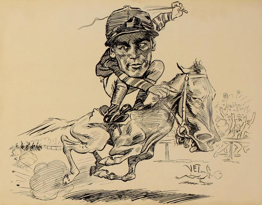 Illustration Drawing - Turf in Caricature 1900 - Higgins by Jesse Anderson