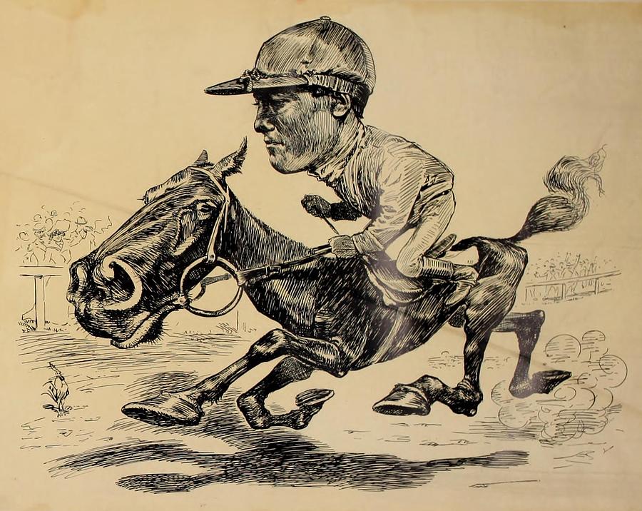 Illustration Drawing - Turf in Caricature 1900 - Hildebrand by Jesse Anderson