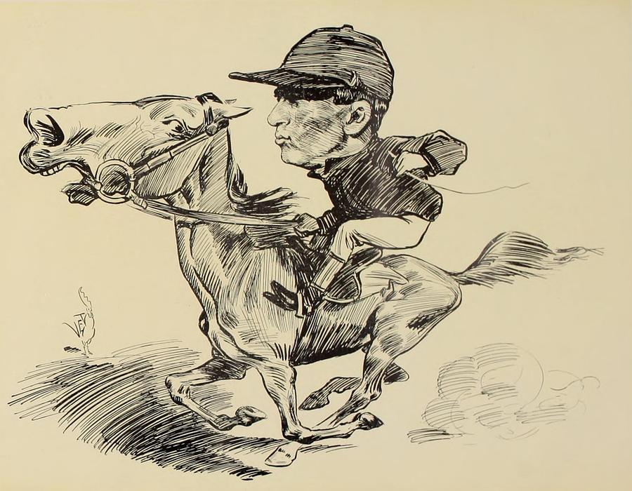Illustration Drawing - Turf in Caricature 1900 - Romanelli by Jesse Anderson