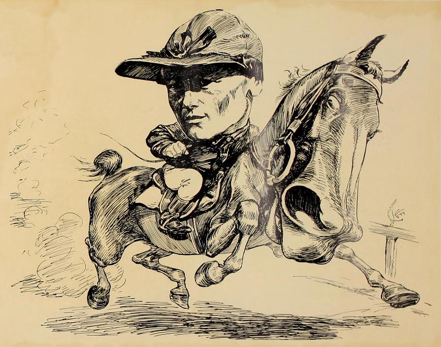Illustration Drawing - Turf in Caricature 1900 - Shaw by Jesse Anderson