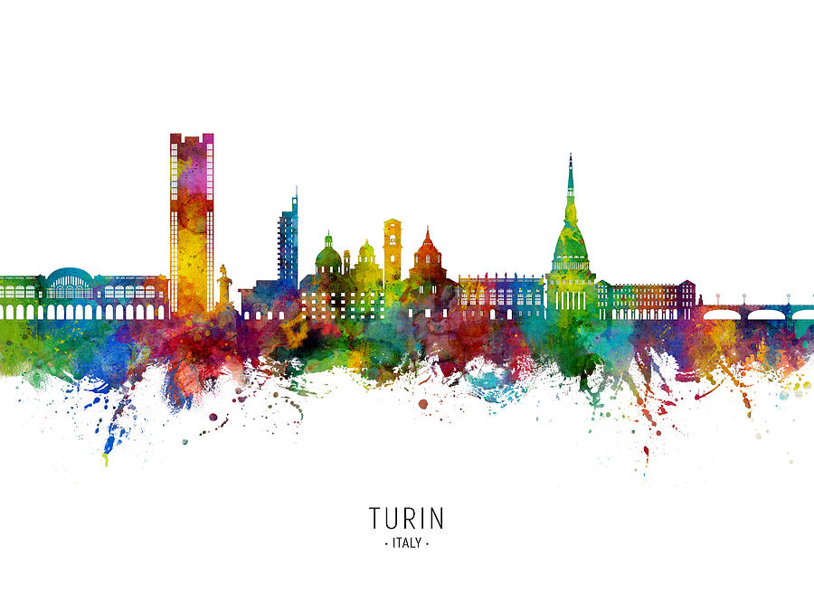 Turin Italy Skyline #03 Digital Art by Michael Tompsett