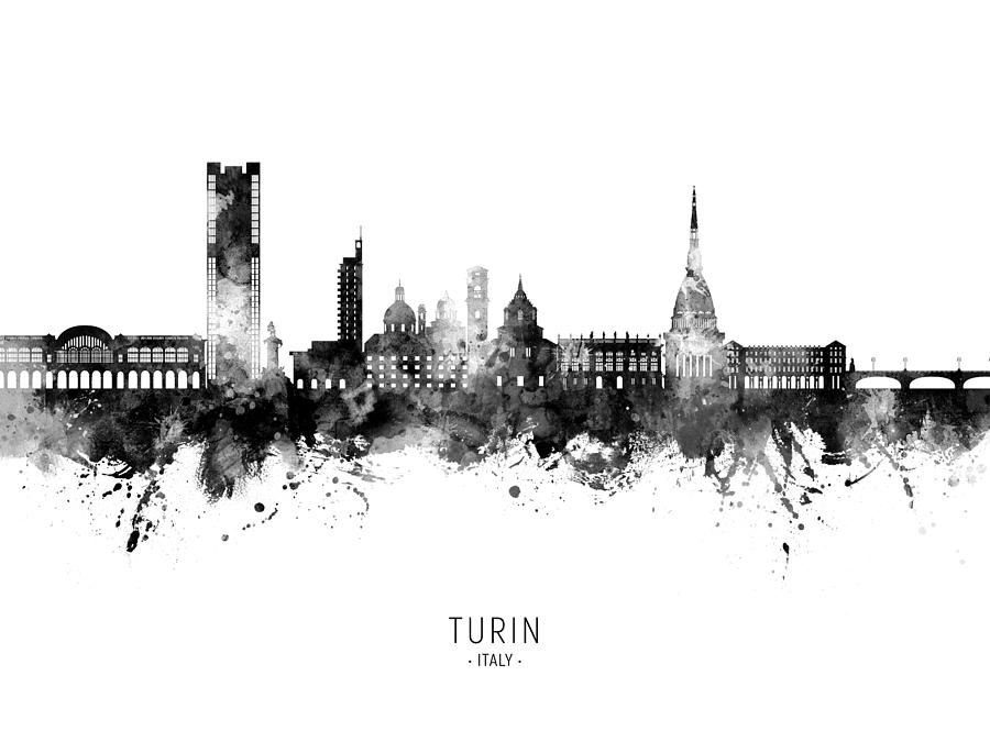 Turin Italy Skyline #04 Digital Art by Michael Tompsett
