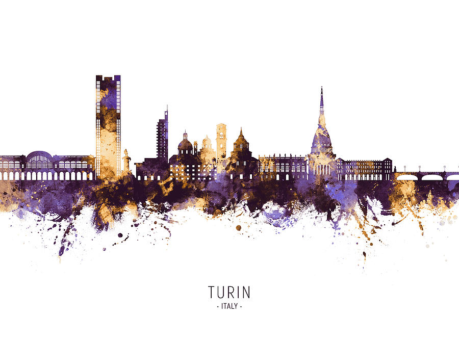 Turin Italy Skyline #05 Digital Art by Michael Tompsett