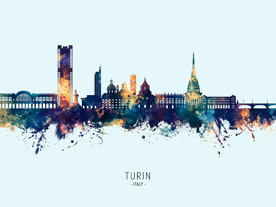 Turin Italy Skyline #06 Digital Art by Michael Tompsett